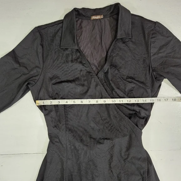 J. Mclaughlin black wrap midi dress women's size small - Picture 3 of 8